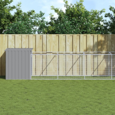 vidaXL világosszürke horganyzott acél kifutós kutyaház 110x813x110 cm szállítóbox, fekhely kutyáknak