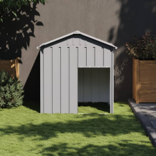 vidaXL világosszürke horganyzott acél tetős kutyakennel 117x103x123 cm szállítóbox, fekhely kutyáknak