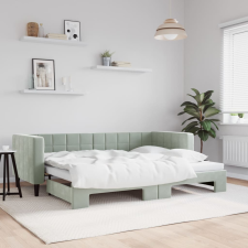 vidaXL világosszürke kihúzható bársony heverő 80 x 200 cm ágy és ágykellék