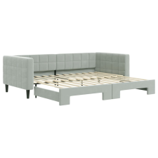 vidaXL világosszürke kihúzható bársony heverő 90 x 200 cm (3196691) ágy és ágykellék