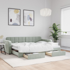 vidaXL világosszürke kihúzható bársony heverő fiókkal 80 x 200 cm ágy és ágykellék