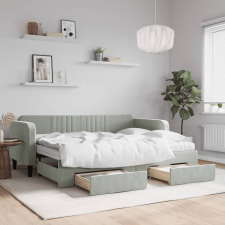 vidaXL világosszürke kihúzható bársony heverő fiókkal 80 x 200 cm ágy és ágykellék