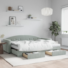 vidaXL világosszürke kihúzható bársony heverő fiókkal 80 x 200 cm ágy és ágykellék