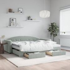 vidaXL világosszürke kihúzható bársony heverő fiókkal 90 x 190 cm ágy és ágykellék