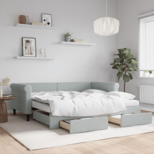 vidaXL világosszürke kihúzható bársony heverő fiókkal 90 x 190 cm ágy és ágykellék