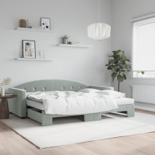 vidaXL világosszürke kihúzható bársony heverő matraccal 90 x 200 cm ágy és ágykellék