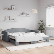 vidaXL világosszürke kihúzható szövet heverő 100 x 200 cm ágy és ágykellék