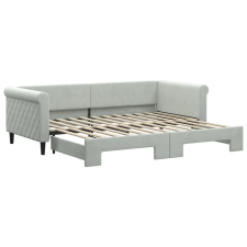 vidaXL világosszürke kihúzható szövet heverő 90 x 200 cm (3197771) ágy és ágykellék
