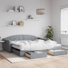 vidaXL világosszürke kihúzható szövet heverő fiókokkal 100 x 200 cm ágy és ágykellék
