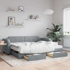vidaXL világosszürke kihúzható szövet heverő fiókokkal 100 x 200 cm ágy és ágykellék