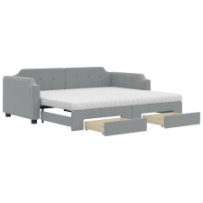 vidaXL világosszürke kihúzható szövet heverő fiókokkal 100 x 200 cm (3197693) ágy és ágykellék