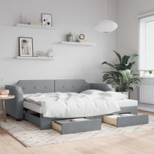 vidaXL világosszürke kihúzható szövet heverő fiókokkal 80 x 200 cm ágy és ágykellék