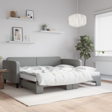 vidaXL világosszürke kihúzható szövet heverő matracokkal 100 x 200 cm ágy és ágykellék