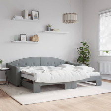 vidaXL világosszürke kihúzható szövet heverő matracokkal 90 x 200 cm ágy és ágykellék