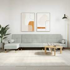 vidaXL világosszürke L-alakú bársony kanapéágy 271x140x70 cm bútor