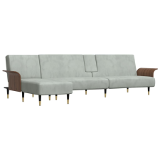 vidaXL világosszürke L-alakú bársony kanapéágy 279x140x70 cm (3157215) bútor