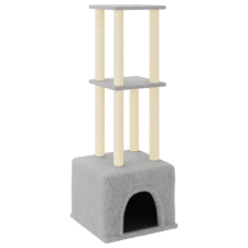vidaXL világosszürke macskabútor szizál kaparófákkal 133,5 cm (172083) macskafelszerelés