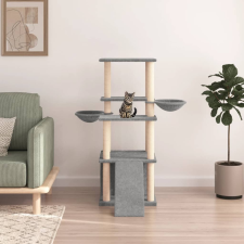 vidaXL világosszürke macskabútor szizál kaparófákkal 133 cm macskafelszerelés