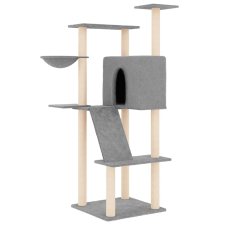 vidaXL világosszürke macskabútor szizál kaparófákkal 143 cm (171730) macskafelszerelés