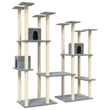 vidaXL Világosszürke macskabútor szizál kaparófákkal 174 cm macskabútor