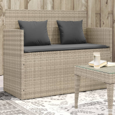 vidaXL Világosszürke polyrattan kerti pad párnákkal kerti bútor