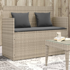 vidaXL világosszürke polyrattan kerti pad párnákkal kerti bútor