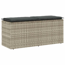 vidaXL világosszürke polyrattan kerti pad párnával 110x40x44 cm kerti bútor