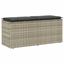 vidaXL világosszürke polyrattan kerti pad párnával 110x40x44 cm kerti bútor