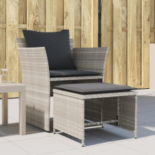 vidaXL világosszürke polyrattan kerti szék lábtartóval kerti bútor