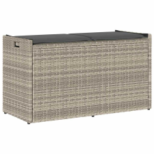 vidaXL világosszürke polyrattan kültéri tárolópad párnával 100 cm kerti bútor