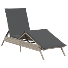 vidaXL világosszürke polyrattan napozóágy párnával (4002706) kerti bútor