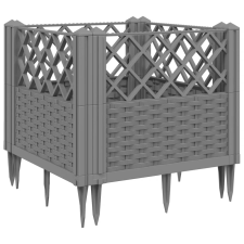 vidaXL világosszürke PP kerti virágláda cövekekkel 43,5x43,5x43,5 cm kerti tárolás
