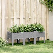 vidaXL világosszürke PP rácsos kerti ültetőláda 120 x 40 x 42 cm kerti tárolás