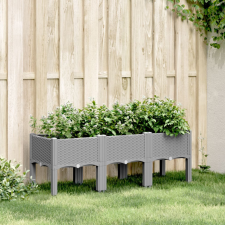 vidaXL Világosszürke PP rácsos kerti ültetőláda 120 x 40 x 42 cm kerti tárolás