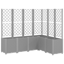 vidaXL világosszürke PP rácsos kerti ültetőláda 160 x 120 x 140 cm (367877) kerti tárolás