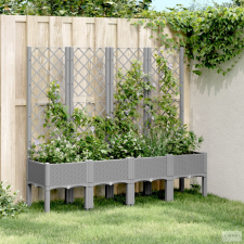 vidaXL Világosszürke PP rácsos kerti ültetőláda 160 x 40 x 142 cm kerti tárolás