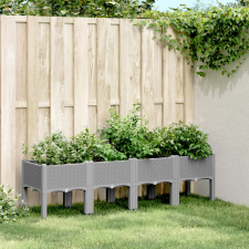 vidaXL Világosszürke PP rácsos kerti ültetőláda 160 x 40 x 42 cm kerti tárolás