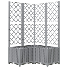 vidaXL világosszürke PP rácsos kerti ültetőláda 80 x 80 x 136 cm (153276) kerti tárolás