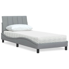 vidaXL világosszürke szövet ágy matraccal 90x200 cm ágy és ágykellék