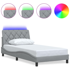 vidaXL világosszürke szövet ágykeret LED-ekkel matrac nélkül 100x200cm (3310650) ágy és ágykellék