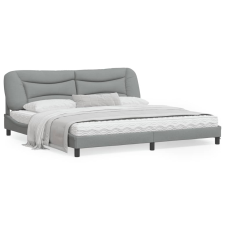 vidaXL világosszürke szövet ágykeret LED-világítással 200 x 200 cm ágy és ágykellék