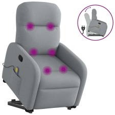 vidaXL világosszürke szövet felállást segítő dönthető masszázsfotel masszázsfotel