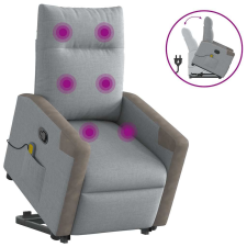 vidaXL világosszürke szövet felállást segítő dönthető masszázsfotel masszázsfotel