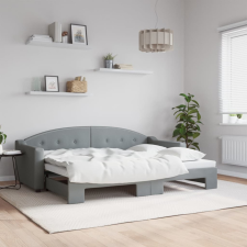 vidaXL világosszürke szövet kihúzható heverő 80 x 200 cm ágy és ágykellék