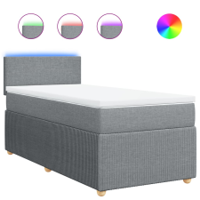 vidaXL világosszürke szövet rugós ágy matraccal 100 x 200 cm (3289660) ágy és ágykellék