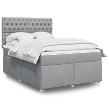 vidaXL világosszürke szövet rugós ágy matraccal 140 x 190 cm ágy és ágykellék