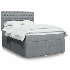 vidaXL világosszürke szövet rugós ágy matraccal 140 x 190 cm ágy és ágykellék