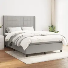 vidaXL világosszürke szövet rugós ágy matraccal 140 x 190 cm ágy és ágykellék