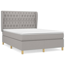 vidaXL világosszürke szövet rugós ágy matraccal 140 x 190 cm (3128757) ágy és ágykellék
