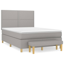 vidaXL világosszürke szövet rugós ágy matraccal 140 x 190 cm (3137069) ágy és ágykellék
